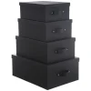 Conjunto de 4 caixas efeito couro preto
