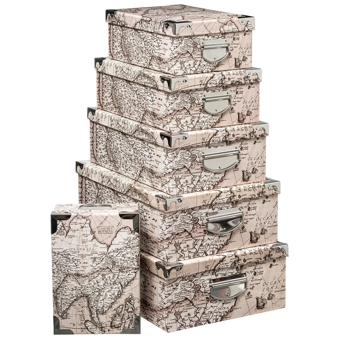 Conjunto de 6 caixas estampadas INDONESIA