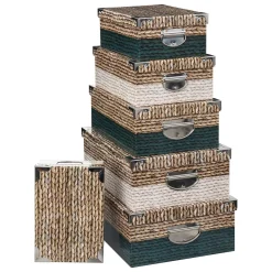 Conjunto de 6 caixas multicoloridas com efeito malha