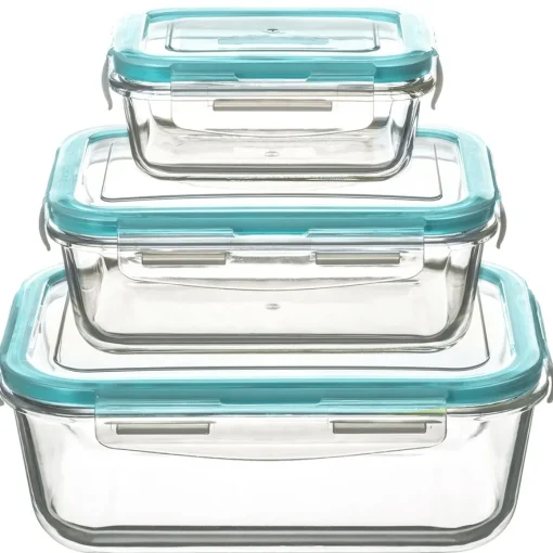 Conjunto de 3 caixas vidro retangulares