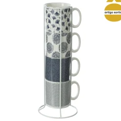 Conjunto de 4 canecas com suporte 26cl