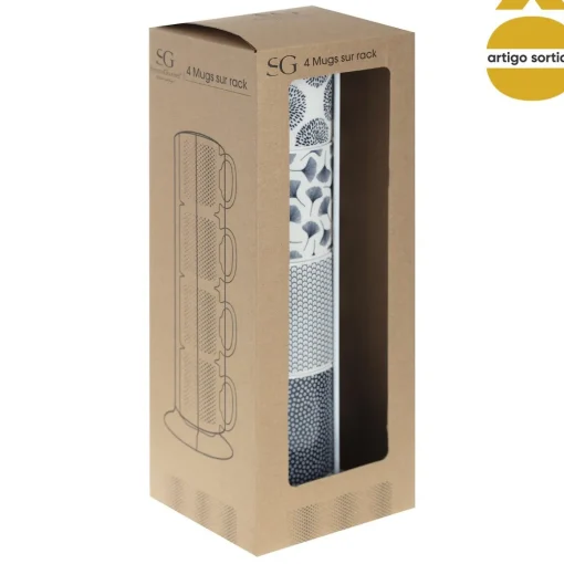 Conjunto de 4 canecas com suporte 26cl