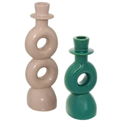 Conjunto de 2 castiçais MALA em cerâmica 18/25cm