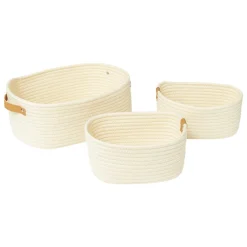 Conjunto de 3 cestos de arrumação bege DUO