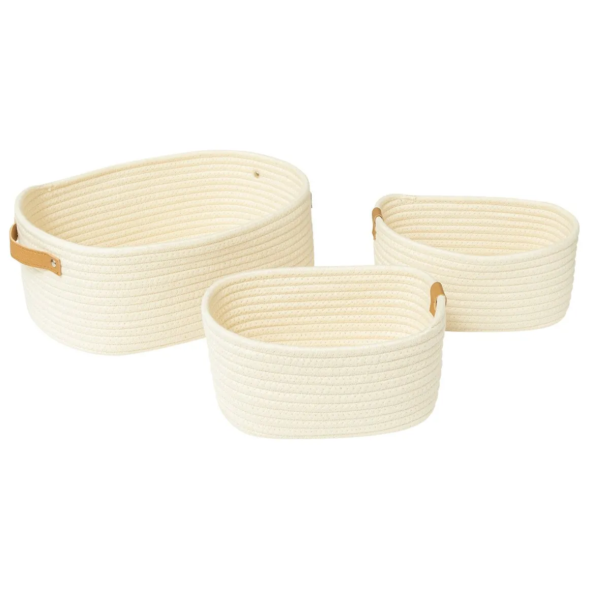 Conjunto de 3 cestos de arrumação bege DUO