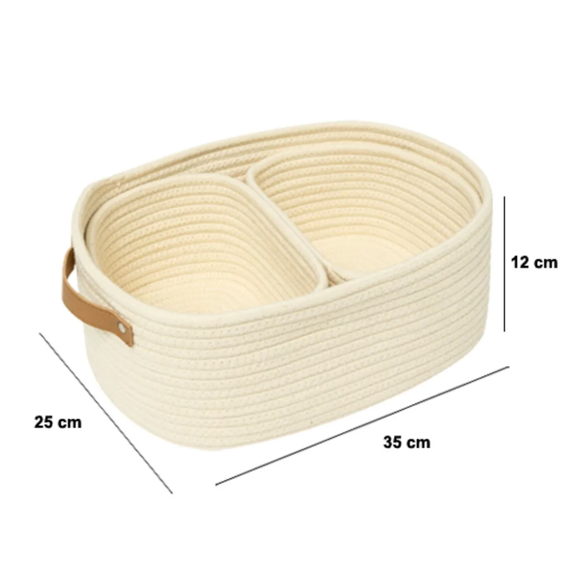 Conjunto de 3 cestos de arrumação bege DUO