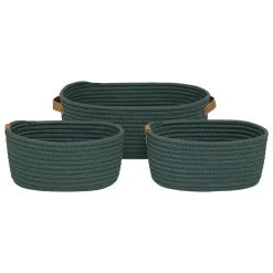 Conjunto de 3 cestos de arrumação verde DUO
