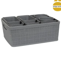 Conjunto de 10 cestos de arrumação crochê BOXY
