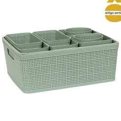 Conjunto de 10 cestos de arrumação crochê BOXY