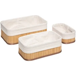 Conjunto de 3 cestos em bambu