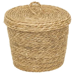 Conjunto de 9 cestos em ráfia bege LIT