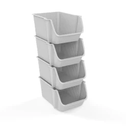 Conjunto de 4 cestos para arrumação cinza claro