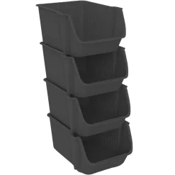 Conjunto de 4 cestos para arrumação cinza escuro