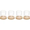 Conjunto de 4 chávenas de café com base de bambu