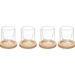 Conjunto de 4 chávenas de café com base de bambu