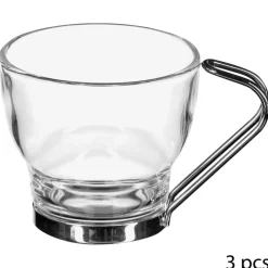 Conjunto de 3 chávenas de vidro c/ pega
