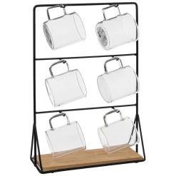 Conjunto de 6 chávenas MIA em vidro com suporte de metal