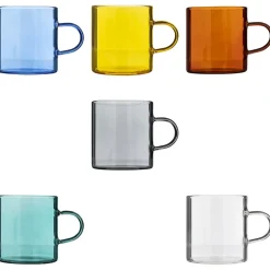 Conjunto de 6 chávenas MIA coloridas em vidro