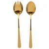Conjunto de 2 colheres de salada douradas