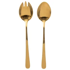 Conjunto de 2 colheres de salada douradas