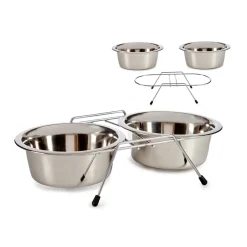 Conjunto de 2 comedouros em aço inoxidável 27,5cm