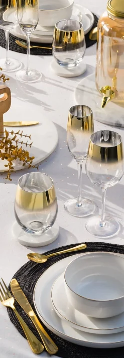 conjunto de 6 copos de vinho ARYA dourado 38cl