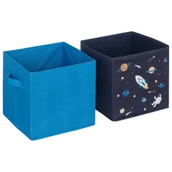 Conjunto de 2 cubos de arrumação astronauta azul 29x29cm