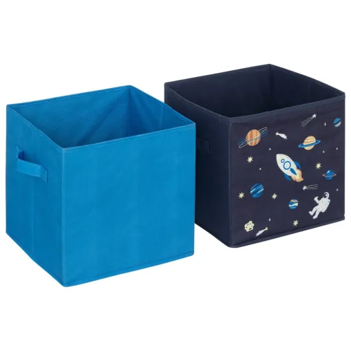 Conjunto de 2 cubos de arrumação astronauta azul 29x29cm