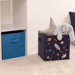 Conjunto de 2 cubos de arrumação astronauta azul 29x29cm