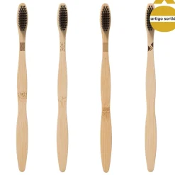 Conjunto de 4 escovas de dentes em bambu