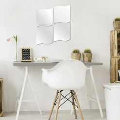Conjunto de 4 espelhos adesivos ondulados