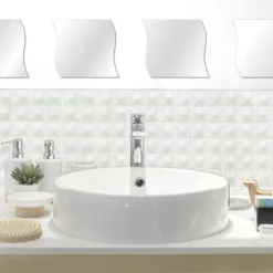 Conjunto de 4 espelhos adesivos ondulados