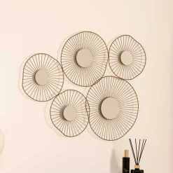 Conjunto de 5 espelhos dourados