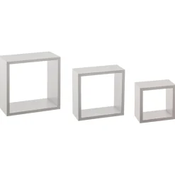 Conjunto de 3 estantes cubo brancas 15/20/25cm