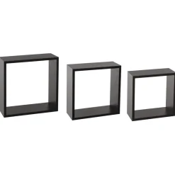 Conjunto de 3 estantes cubo pretas 24/27/30cm