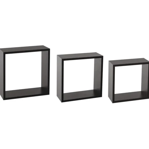 Conjunto de 3 estantes cubo pretas 24/27/30cm
