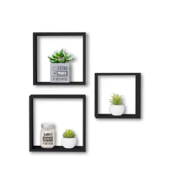 Conjunto de 3 estantes cubo pretas 24/27/30cm