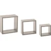 Conjunto de 3 estantes cubo cinza 15/20/25cm