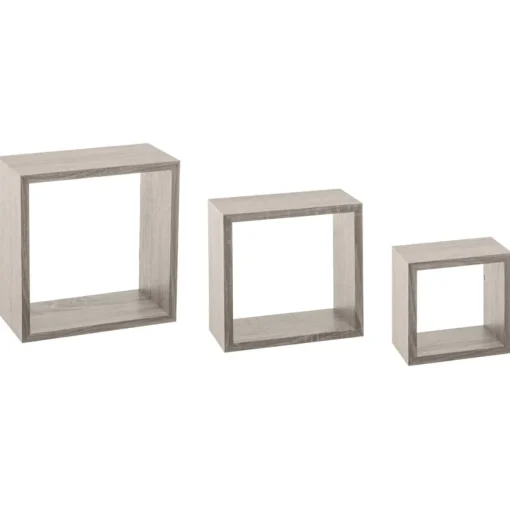 Conjunto de 3 estantes cubo cinza 15/20/25cm