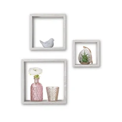 Conjunto de 3 estantes cubo cinza 15/20/25cm