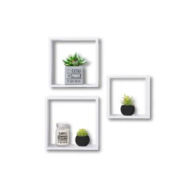Conjunto de 3 estantes cubo brancas 24/27/30cm