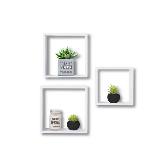 Conjunto de 3 estantes cubo brancas 24/27/30cm