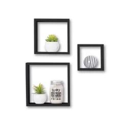 Conjunto de 3 estantes kit pretas 15/20/25cm