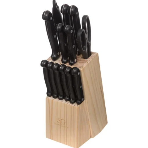 Conjunto de 14 facas cozinha c/ suporte