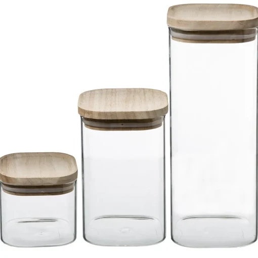 Conjunto de 3 frascos de vidro