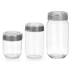 Conjunto de 3 frascos em vidro