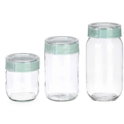 Conjunto de 3 frascos em vidro