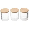 Conjunto de 3 frascos herméticos com tampa de madeira 350ml