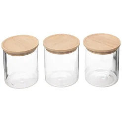Conjunto de 3 frascos herméticos com tampa de madeira 350ml