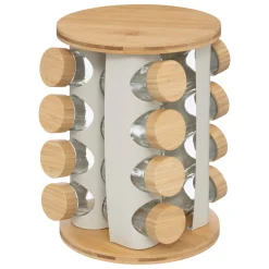 Conjunto de 16 frascos para especiarias multicolor em bambu
